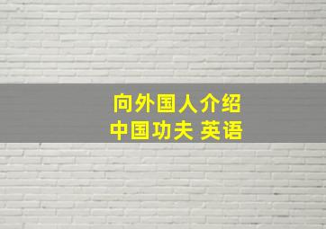 向外国人介绍中国功夫 英语